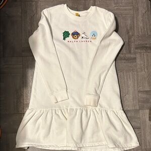 Ralph Lauren Cream Sweatshirt Dress with Embroidery
